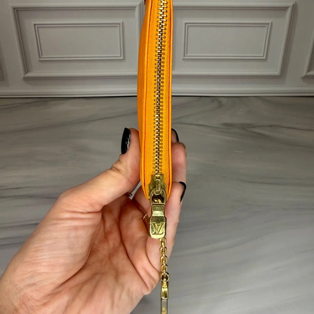 Louis Vuitton Orange Epi Key Cles Coin Pouch | LV Key Holder | Full Set | Rare